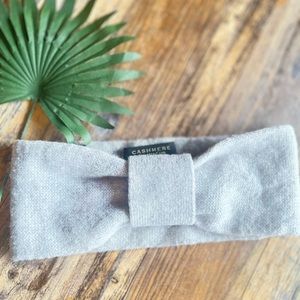 CASHMERE CHARTER CLUB LUXURY HEADBAND WARM WRAP WINTER LIGHT GRAY BOW LOOK